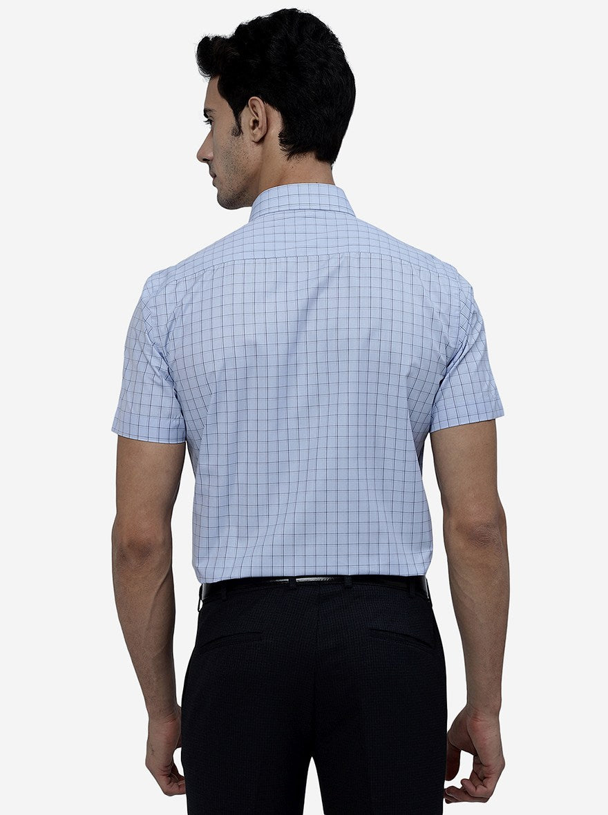 Blue Checked Regular Fit Formal Shirt | Greenfibre