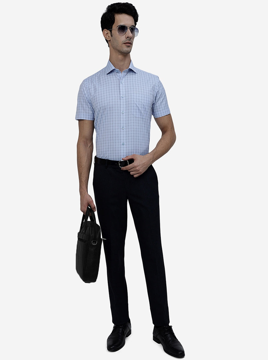 Blue Checked Regular Fit Formal Shirt | Greenfibre