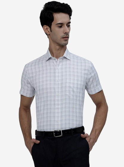 White Checked Regular Fit Formal Shirt | Greenfibre