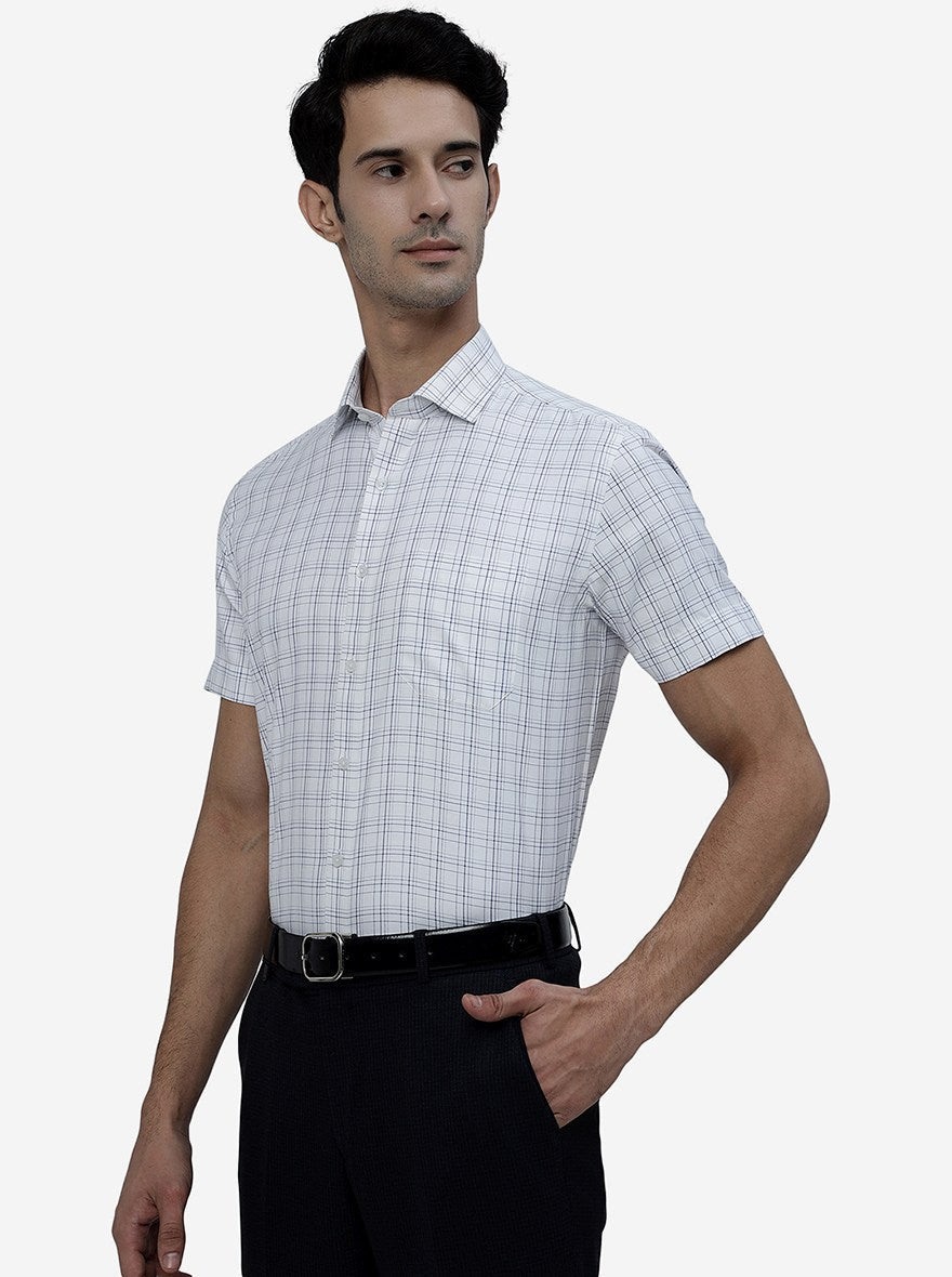 White Checked Regular Fit Formal Shirt | Greenfibre