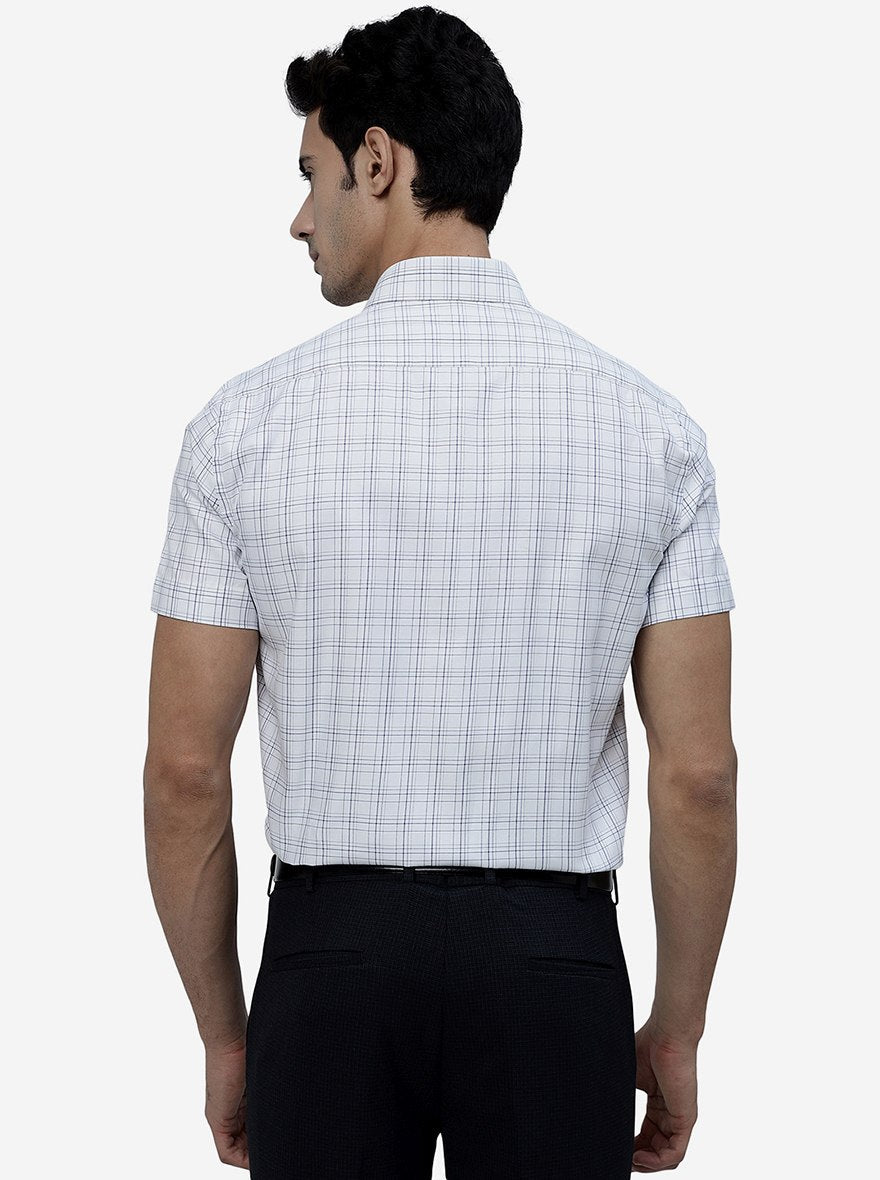 White Checked Regular Fit Formal Shirt | Greenfibre