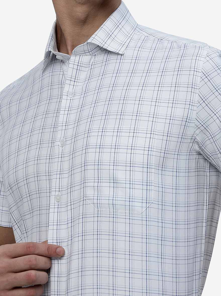 White Checked Regular Fit Formal Shirt | Greenfibre