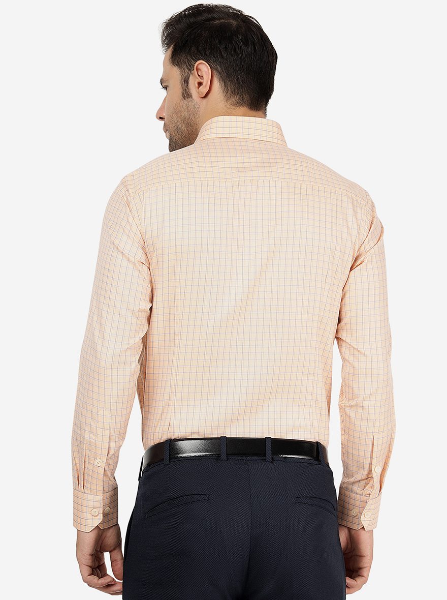 Orange Checked Regular Fit Formal Shirt | Greenfibre