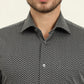 Black & Grey Printed Slim Fit Formal Shirt | JadeBlue Super Luxe