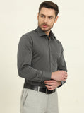 Black & Grey Printed Slim Fit Formal Shirt | JadeBlue Super Luxe