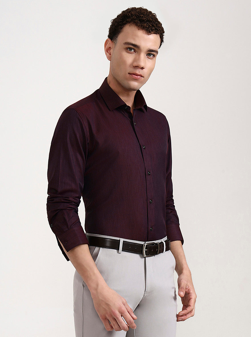Maroon Solid Slim Fit Party Wear Shirt | Greenfibre