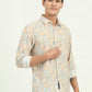 Yellow & Grey Printed Slim Fit Casual Shirt | Greenfibre