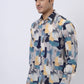 Grey & Blue Printed Slim Fit Casual Shirt | JadeBlue
