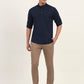 Navy Blue Solid Slim Fit Short Kurta | Greenfibre