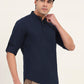 Navy Blue Solid Slim Fit Short Kurta | Greenfibre