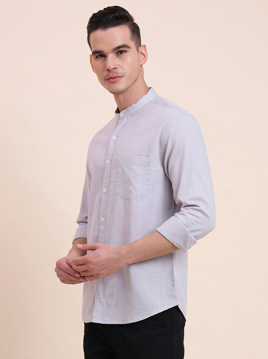 Grey Solid Slim Fit Casual Shirt | Greenfibre