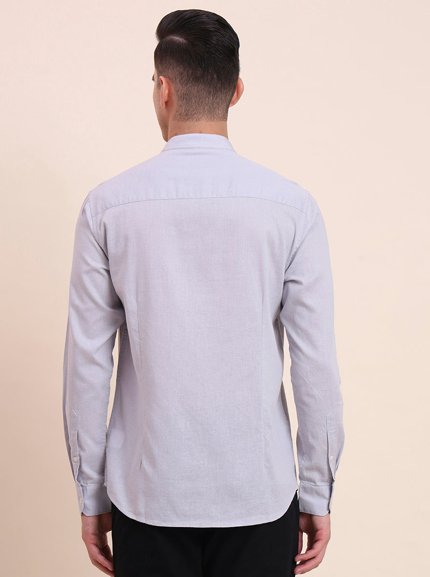 Grey Solid Slim Fit Casual Shirt | Greenfibre