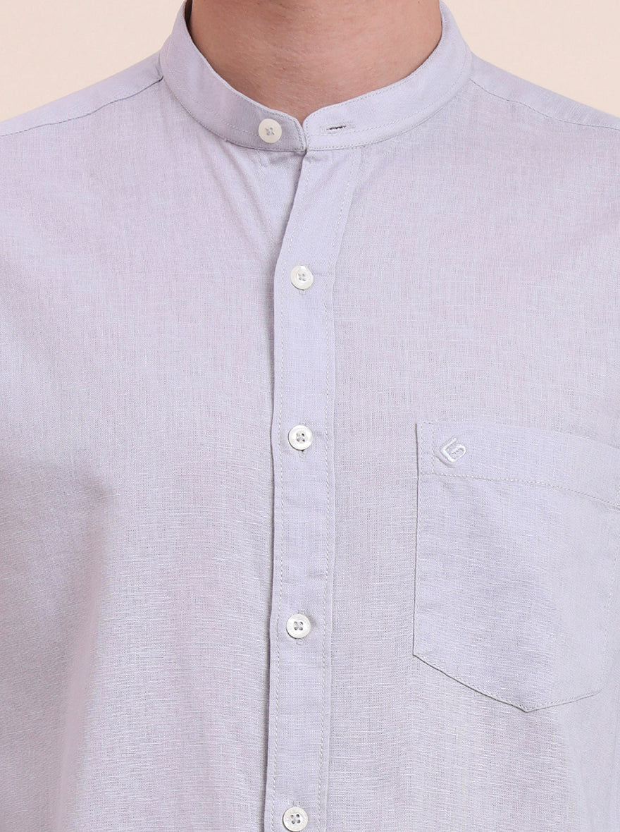 Grey Solid Slim Fit Casual Shirt | Greenfibre