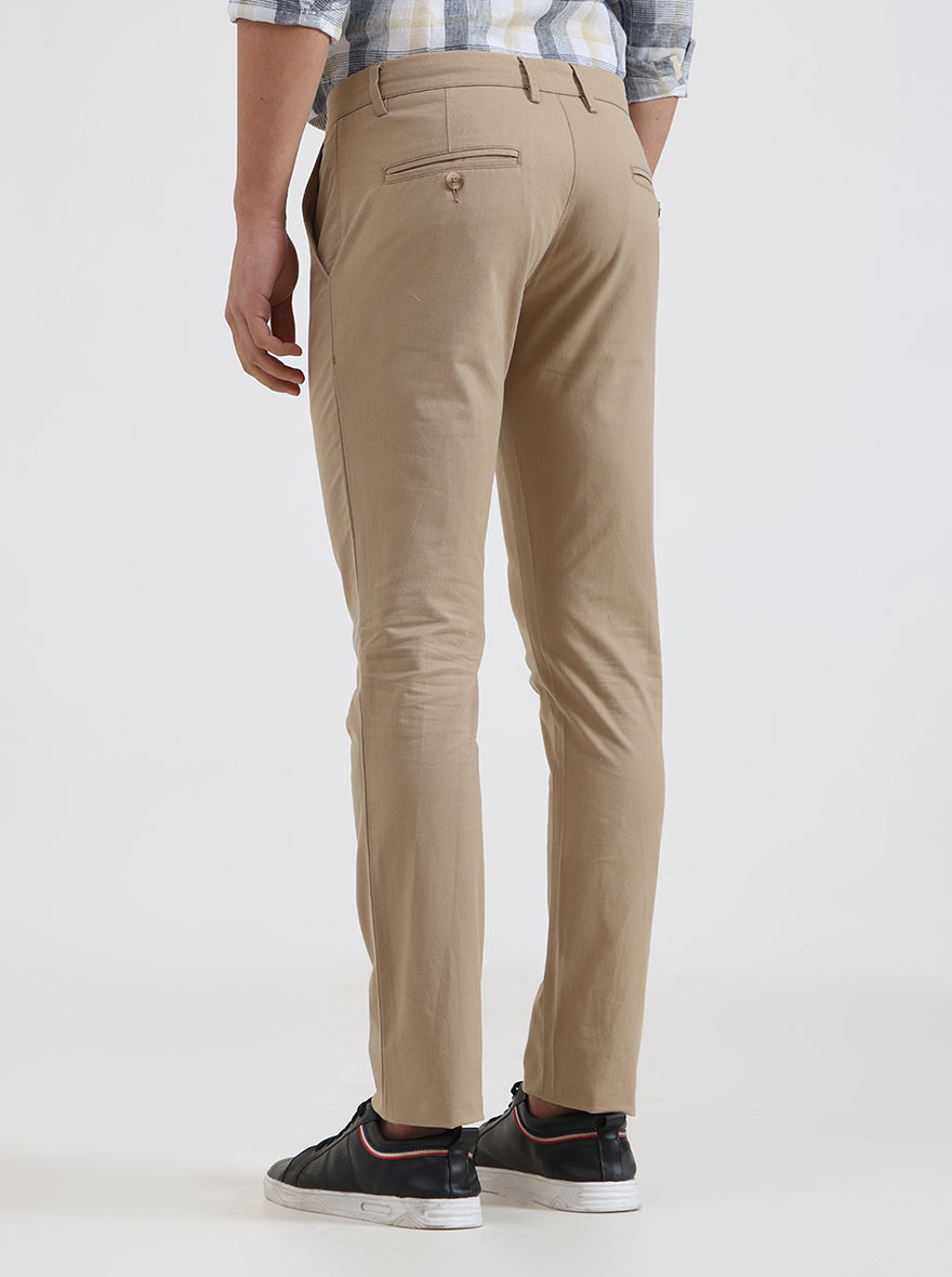 Camel Solid Super Slim Fit Casual Trouser | Greenfibre