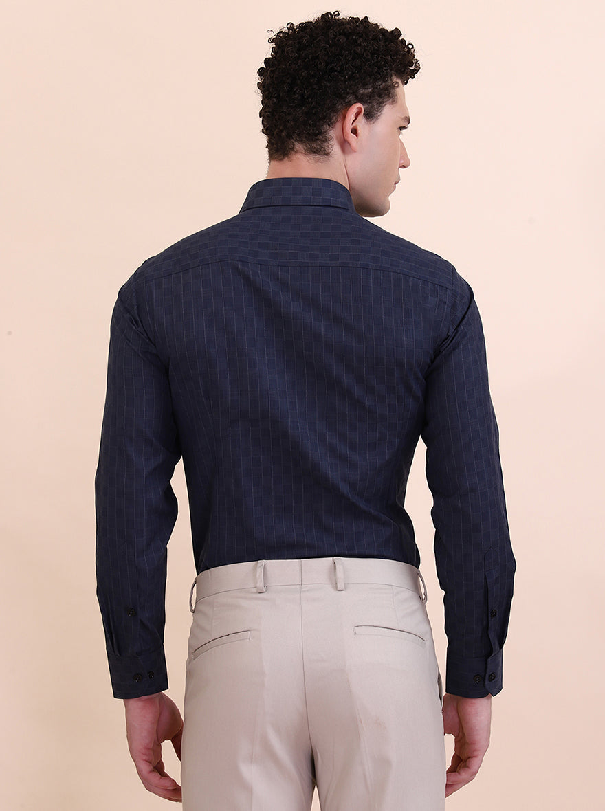 Blue Checked Slim Fit Formal Shirt | Greenfibre