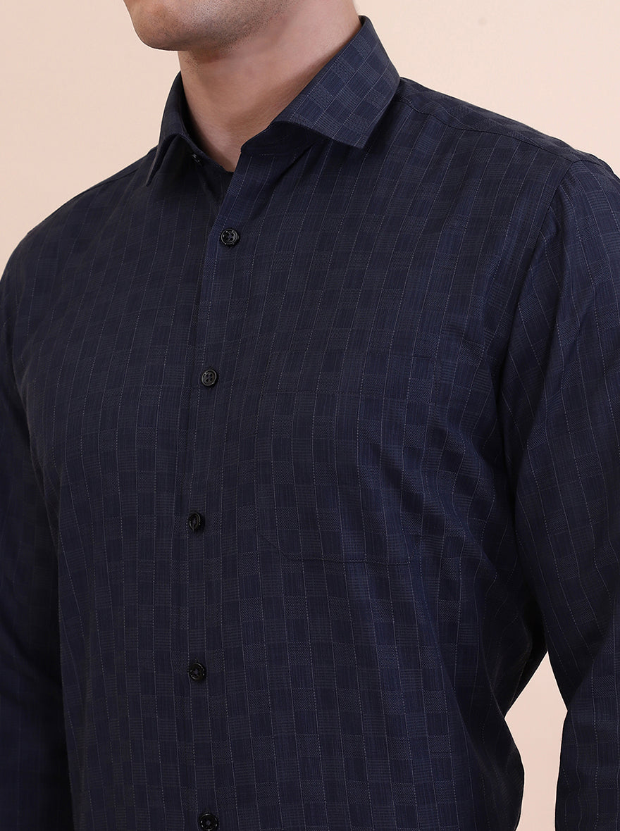 Blue Checked Slim Fit Formal Shirt | Greenfibre