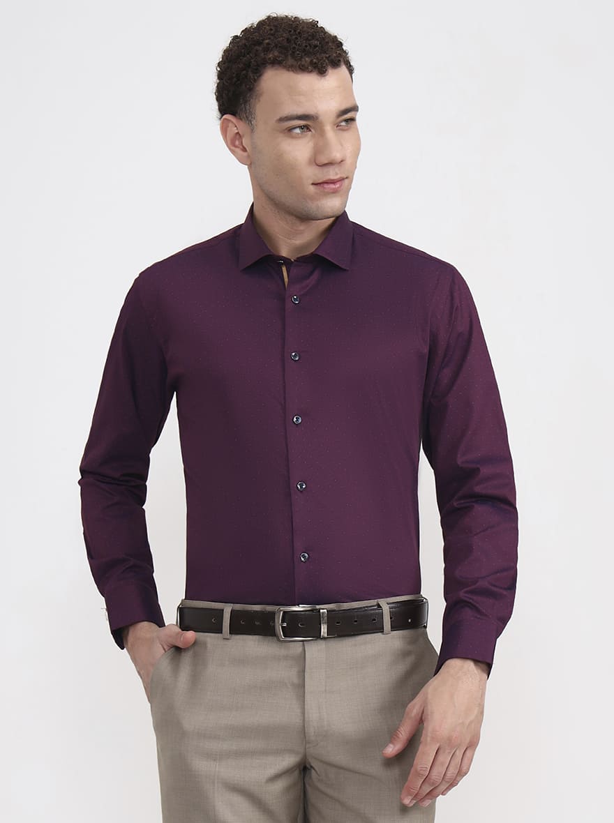Purple Printed Slim Fit Party Wear Shirt | Greenfibre