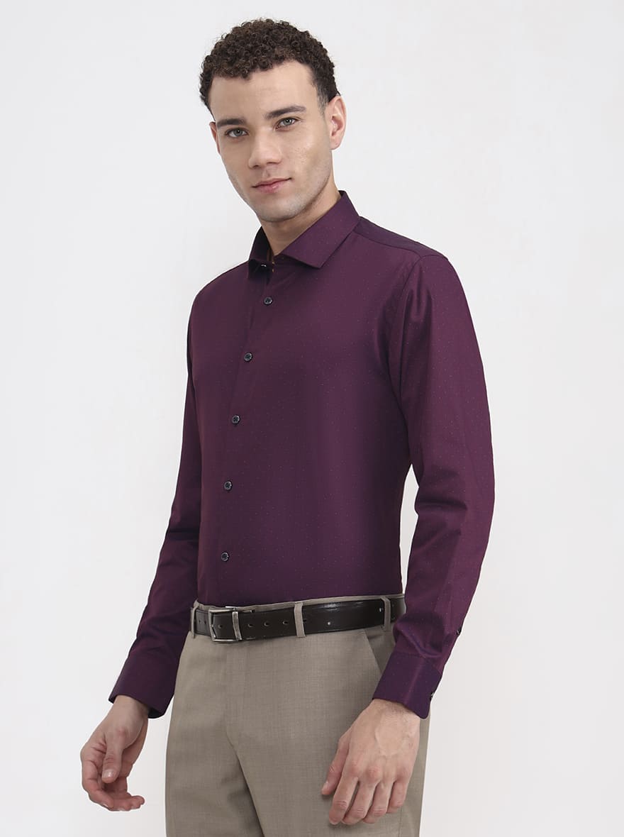 Purple Printed Slim Fit Party Wear Shirt | Greenfibre