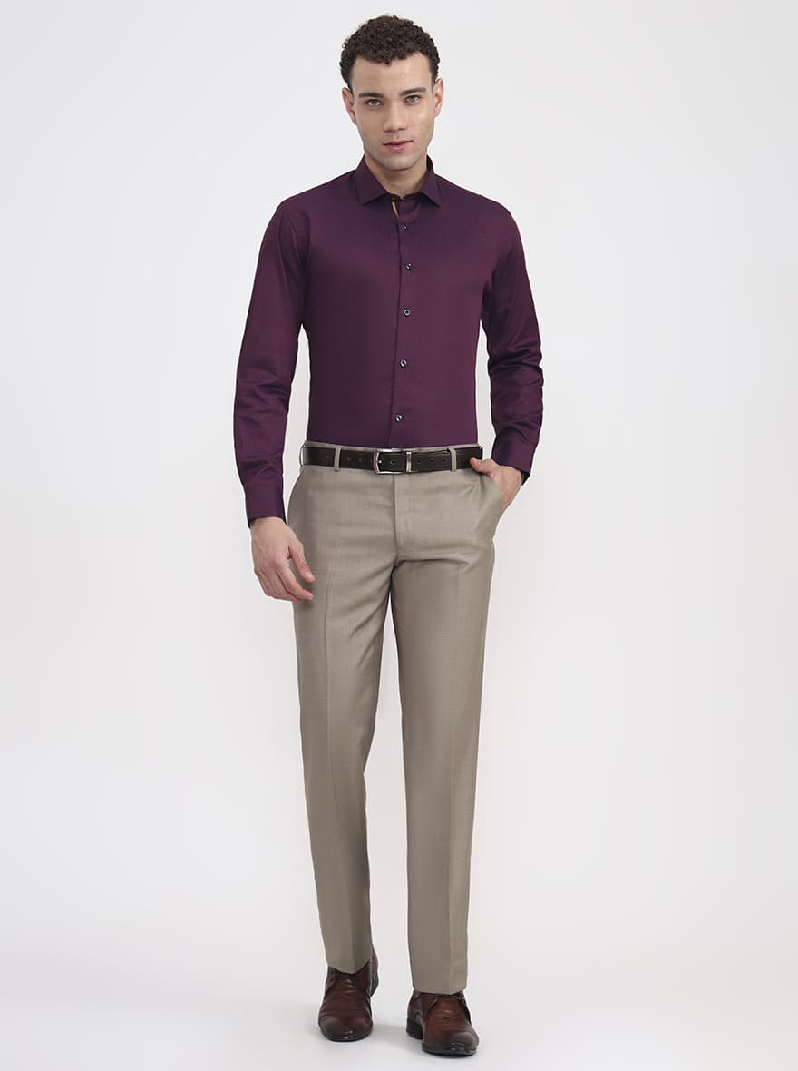 Purple Printed Slim Fit Party Wear Shirt | Greenfibre