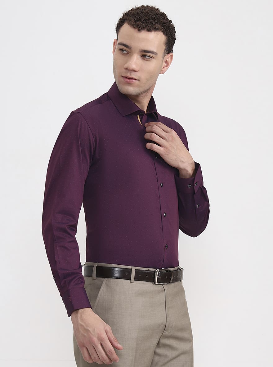 Purple Printed Slim Fit Party Wear Shirt | Greenfibre