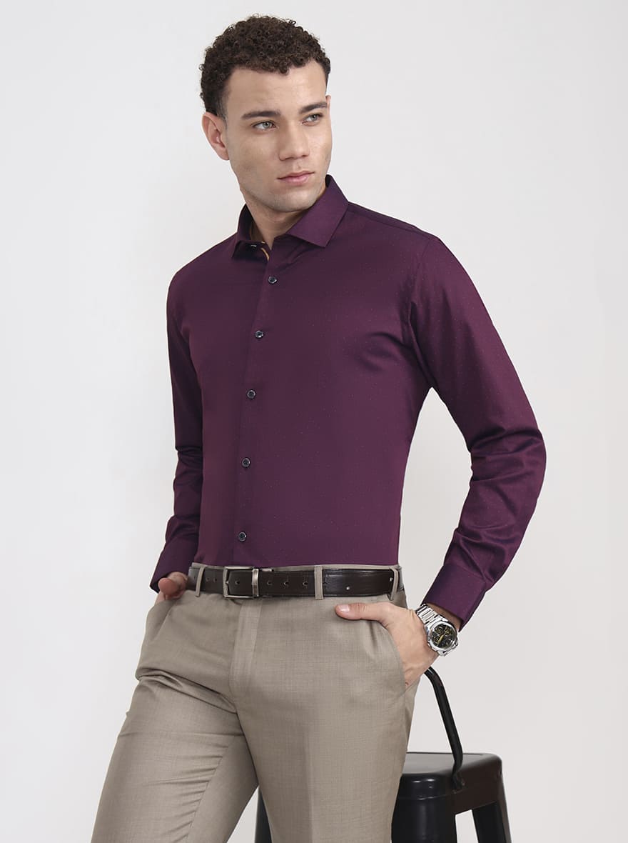 Purple Printed Slim Fit Party Wear Shirt | Greenfibre
