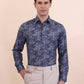 Blue Printed Slim Fit Party Wear Shirt | Greenfibre