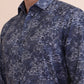 Blue Printed Slim Fit Party Wear Shirt | Greenfibre