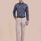 Blue Printed Slim Fit Party Wear Shirt | Greenfibre