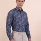 Blue Printed Slim Fit Party Wear Shirt | Greenfibre