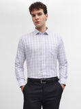 White & Blue Checked Slim Fit Formal Shirt | Greenfibre