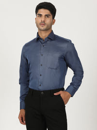 Blue Solid Slim Fit Formal Shirt | Greenfibre