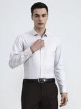 Cream Printed Slim Fit Formal Shirt | Greenfibre