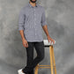 Navy Blue Checked Smart Fit Semi Casual Shirt | GreenFibre