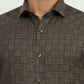 Brown & Blue Checked Regular Fit Formal Shirt | Greenfire
