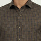 Brown & Blue Checked Regular Fit Formal Shirt | Greenfibre