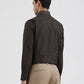 Olive Brown Checked Regular Fit Formal Shirt | Greenfibre