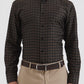 Olive Brown Checked Regular Fit Formal Shirt | Greenfibre