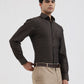 Olive Brown Checked Regular Fit Formal Shirt | Greenfibre