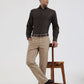 Olive Brown Checked Regular Fit Formal Shirt | Greenfibre