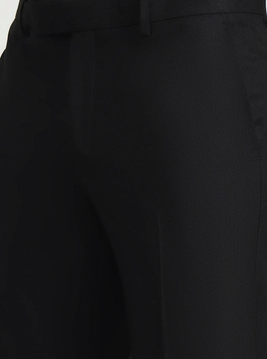 Black Solid Slim Fit Formal Trouser | Greenfibre