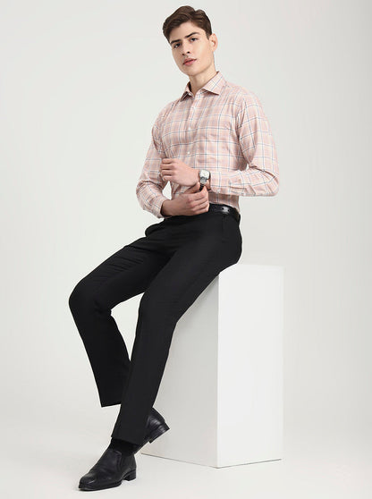 Black Solid Slim Fit Formal Trouser | Greenfibre