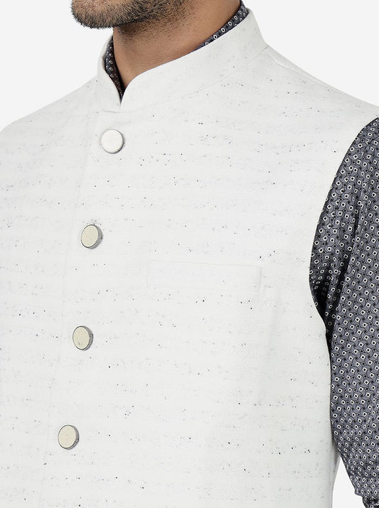White Solid Regular Fit Bandhgala Jacket | Greenfibre