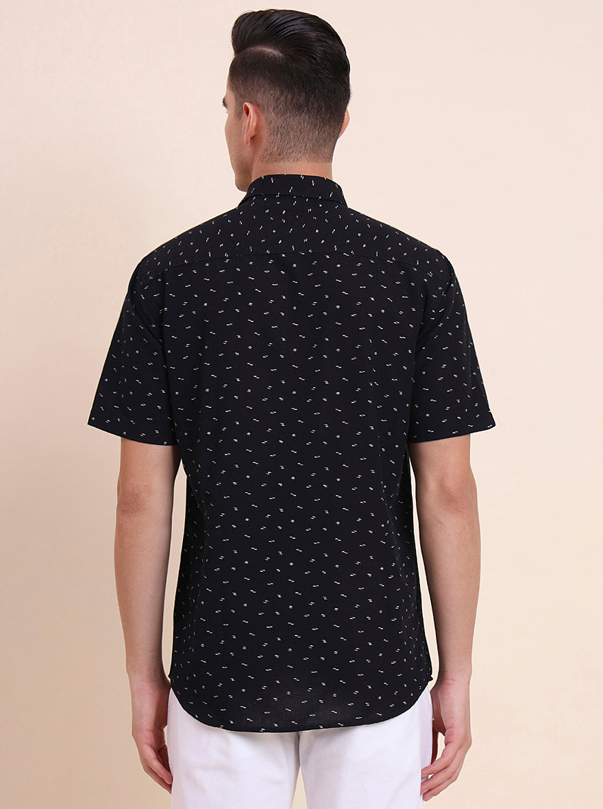 Black Printed Smart Fit Semi Casual Shirt | Greenfibre