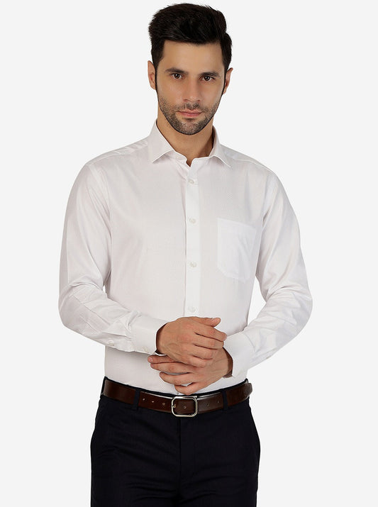 White Solid Slim Fit Formal Shirt | Greenfibre