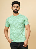 Green Printed Slim Fit Winter T-Shirt | Greenfibre