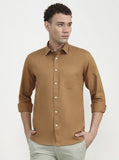 Fawn Solid Tailored Fit Semi Casual Shirt | Greenfibre