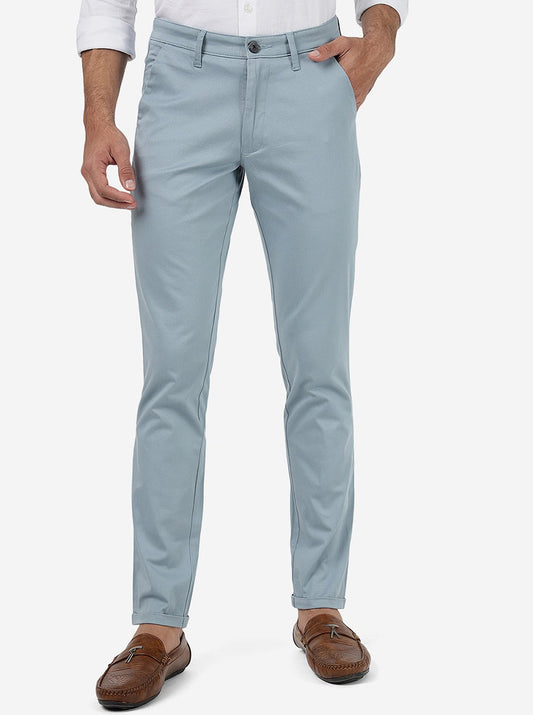 Stone Grey Solid Neo Fit Casual Trouser | Greenfibre