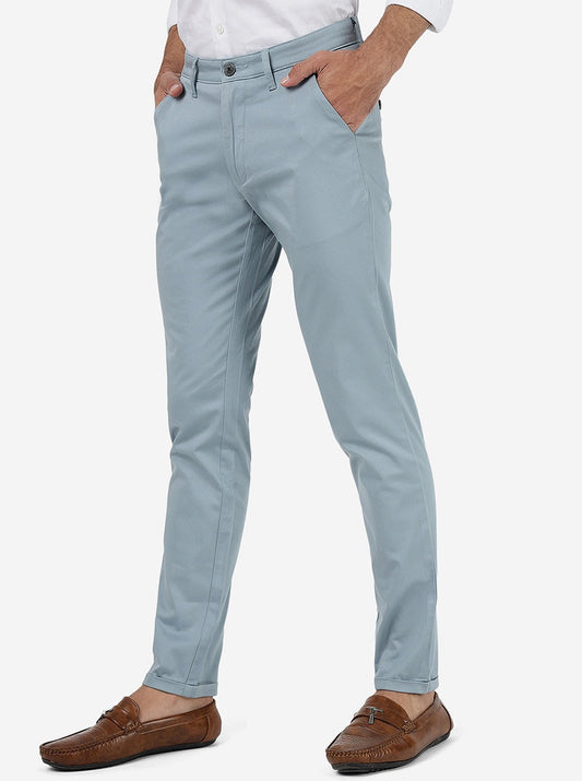 Stone Grey Solid Neo Fit Casual Trouser | Greenfibre