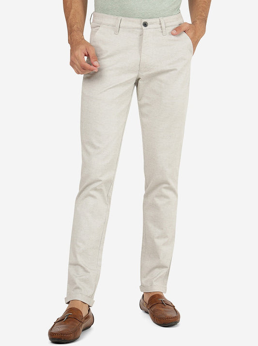 Light Grey Solid Neo Fit Casual Trouser | Greenfibre