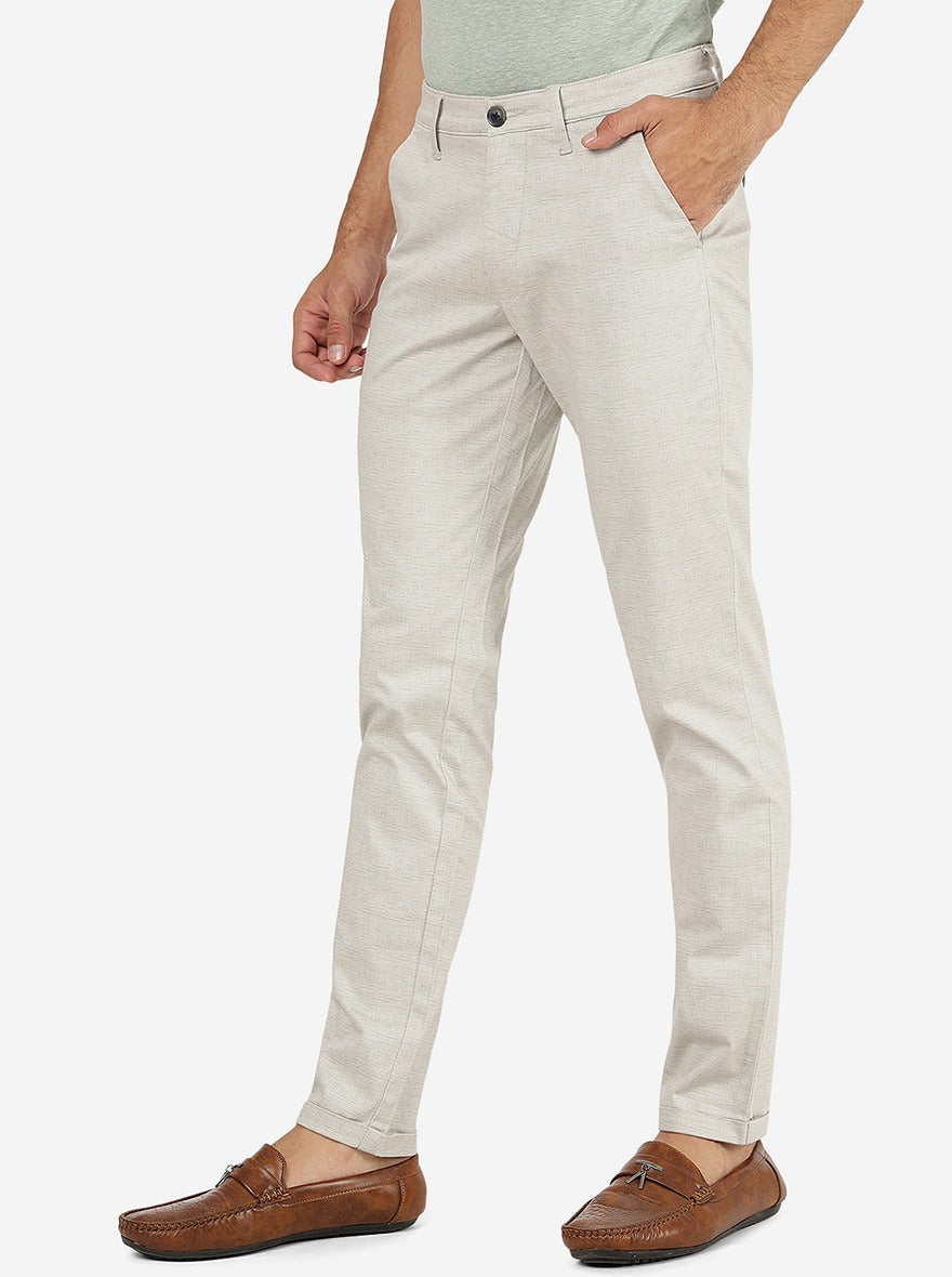 Light Grey Solid Neo Fit Casual Trouser | Greenfibre